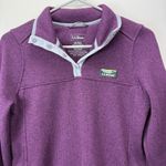 LL Bean Womens Purple Sweater Fleece Pullover 1/4 Snap Teal Blue Size XS Pockets Photo 2
