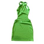 Micas  Green Cross Backless Mock Neck Tank Mini Dress Stretch Casual Vacation S Photo 2