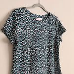 Jude Connally Ella Leopard Print Shift Dress Size M Stretch Aqua Made in USA Blue Size M Photo 2