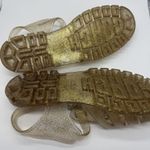 Lacoste Coach Jelly Sandals Womens Gold Glitter Fisherman Buckle 12 Summer Shoes Photo 6