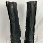 Lucky Brand  Black Riding Boots Scoty Round Toe Stacked Heel Leather Sz 9.5 M Photo 4