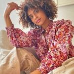 Anthropologie  Love The Label Charisma Ruffle Floral Tunic Top Blouse size XS Photo 3