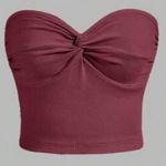 SheIn Burgundy ribbed with front tube top Photo 0