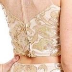 Belle Badgley Mischka Blush Gold Sequin Floral Top Photo 4