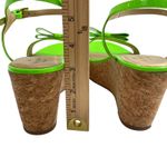 Kate Spade ‎ New York Green Patent Leather Cork Wedge Bow Sandals Size 9.5 Photo 4