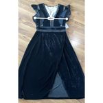 Saylor  black Alexandra Velvet & Lace V-Neck Dress size L Photo 2