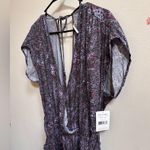 Free People NEW Universal Surplice Jumpsuit Night Combo Purple Paisley Women’s L Photo 8
