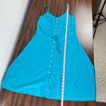 Eddie Bauer  Cotton Dress Turquoise Embroidered Fit and Flare Sun Summer Size 6P Photo 7