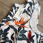 Boohoo Floral Tie Shoulder Tropical Leaf High-cut One Piece Swimsuit size 16 Photo 8