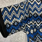 Monteau Blue & Black Aztec Print Lightweight Cardigan - Size Medium - Kimono Top Photo 2