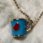 Cute Mini 3D Tea Cup With Love Heart Pattern Design Charms and necklace 18k GF Blue Photo 4