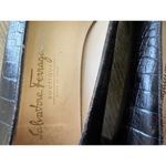 Salvatore Ferragamo  Vintage Leather Croc Embossed Leather Block Heel Shoes 8.5 Photo 2
