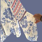 Like New Anthropologie Emily Lovelock Emma Top Medium Floral Elephant Palm Tree Photo 9