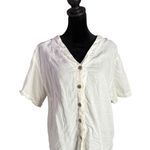Chico's Vintage  White Linen Top Size 1‎ Medium Button Down Minimalist Coastal Photo 0