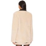 We Wore What Womens Oversized Faux Fur Blazer Jacket Small Ivory Vegan Leather NWT Photo 1