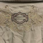 Harley Davidson Embroidered Grunge Bomber Jacket Size 1X Womens Biker Motorcycle Photo 1