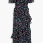 SALONI
Cedar Leaf Print Silk Maxi Dress Blue Size 4 Photo 0