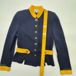 St. John Collection By Marie Gray Navy Yellow Knit Blazer Jacket Womens Size 2 Photo 3