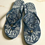 Tory Burch Blue Platform Flip Flops Sandals Size 10 Photo 0
