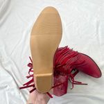 NEW Western Burgundy Red Faux Leather Fringe Mid Calf Cowboy Boots US 8.5 Photo 5