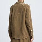 Everlane  The City Stripe Shirt Beech brown Sz 4 Photo 1