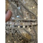 Mac Duggal  Silver Beaded Lace Long Sleeve Midi Dress Size 8 5574 V Neck Sequin Photo 8