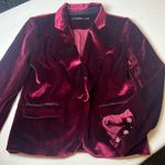 ark & co. Women's M Burgundy Velvet Blazer Single Button Jacket Red Size M Photo 4