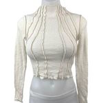 Urban Outfitters  Sunray Seamed White Cream Mock Neck Knit Crop Sweater Top XS Photo 0
