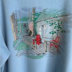90s Cabin Sweatshirt by Northern Reflections Cabin Scenery Light Blue Size XL Photo 3