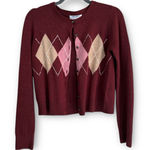 Old Navy  Burgundy Argyle Cardigan Sweater Photo 0