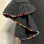 Very J Black Shift Dress with Rainbow Pom Pom Ruffle Sleeves Small Photo 3