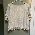 Adiva Blouse Cream White Lace Crochet Hem Boatneck Dolman PL Size undefined Photo 4