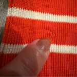 L.L.Bean Women's L French Sailor 1/4 Zip Pullover Orange White Stripe Long Sleeve Photo 2