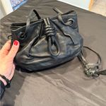 Loewe Vintage  Flamenco Knot Drawstring Bag Black Nappa Leather Pouch Clutch Photo 13