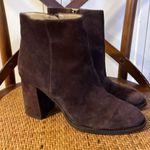 Ann Taylor chocolate suede block heel booties size 8 Photo 2