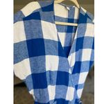 Old Navy  Wrap Dress Gingham Blue White Cottagecore Preppy Summer Picnic Coastal Photo 7