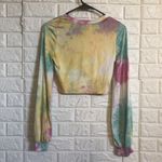 Cherie‎ tie dye twist hem long sleeve stretchy crop top & jogger set size M Yellow Size M Photo 6