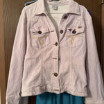 VTG Y2K Pink Corduroy Trucker Jean Jacket Boho Barbie Retro Festival Sz Large L Photo 0