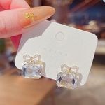 Women’s Clear Crystal Bow Stud Earrings White Photo 1