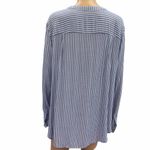 a.n.a  Blue and White Striped Button Down Split Neck Shirt Blouse Womens XL Photo 6