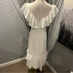 Calvin Klein 🌺 WHITE RUFFLE V-NECK MIDI DRESS SIZE 12🌺 Photo 4