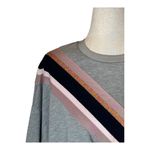 Ted Baker  Sweatshirt Women Small Gray Pink Heysin Stripe‎ Shimmer Top Athleisure Photo 5