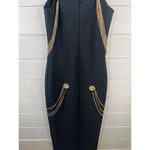 Black Sleeveless Bodycon Maxi Dress With Gold Chain Front Slit Size Small Photo 7