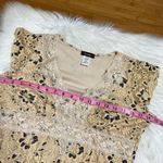 Y2k Coquette Short Sleeve Lace Mesh V Neck Floral Print Top Small Photo 4