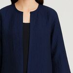 Eileen Fisher  100% Silk Textured Cropped Jacket – Size L – Navy Blue Photo 0
