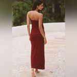 Anthropologie NWT | Celandine Puckered Tube Top in Dark Red | XL Photo 2