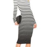 Milly NWT Women's Degrade Striped Bodycon Midi Sweater Dress Black & White Sz P Photo 0