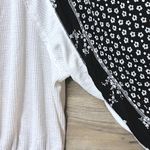 Free People  Auxton Thermal Wrap Top In Black White Floral Balloon Sleeve Size S Photo 3