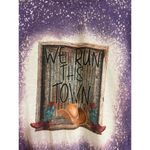 Gildan Gliden M Crew Neck Graphic Tee purple, we run this town cowboy tshirt Tee Photo 1