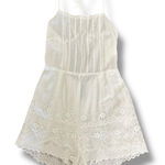 MINKPINK  White Eyelet Embroidered Romper‎ XS Boho Romantic Lace Scallop Hem Photo 0